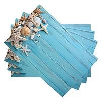 Algopix Similar Product 15 - Seashells Summer Starfish Place Mats