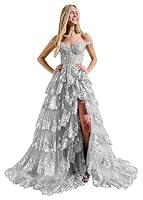 Algopix Similar Product 20 - Koendye Silver Tiered Prom Dresses Long