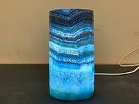 Algopix Similar Product 9 - Blue Cylinder alabaster lamp 8 desk