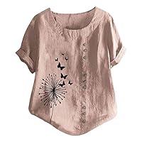 Algopix Similar Product 16 - Summer Short Sleeve Shirt Blouse Linen