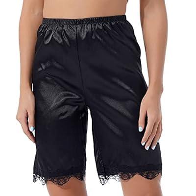 Womens Mid Waist Lace Trim Bloomers Elastic Waistband Shorts Underpants