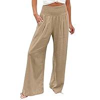 Algopix Similar Product 13 - Linen Pants Women Summer Flowy Cotton