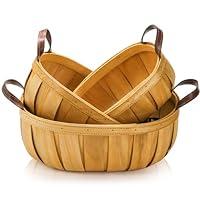 Algopix Similar Product 8 - Goaste 3 Pack Wicker Bread Basket Wood