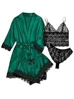 Algopix Similar Product 8 - SOLY HUX Womens Satin Pajama Set 4pcs
