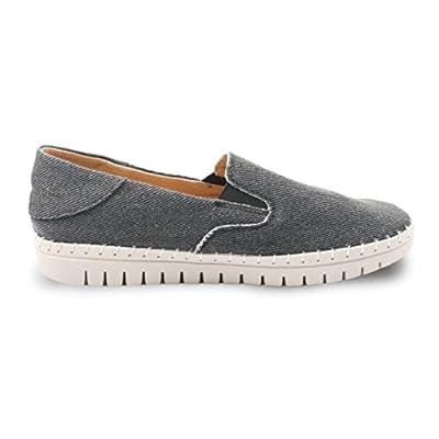 Sparkly Black Canvas Slip On Shoes for Women