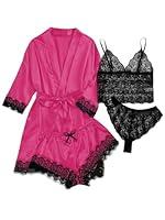 Algopix Similar Product 17 - SOLY HUX Womens Satin Pajama Set 4pcs