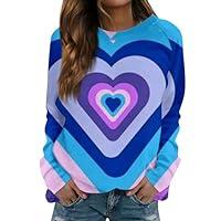 Algopix Similar Product 8 - Women Valentines Day Sweatshirts Round