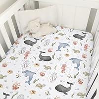 Algopix Similar Product 16 - Boho Sea Animals Baby Crib Fitted Sheet