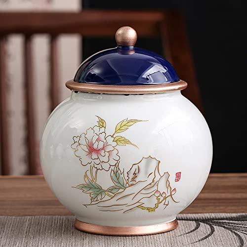 SCZWP8 Hand Painted Peony Ceramic Tea Jar Ceramics Storage