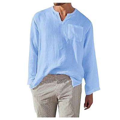 Best Deal for Fishing Shirts For Men V Neck Long Sleeve With Pocket Plain
