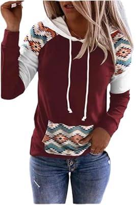 Best Deal for PORCLAY Women Western Ethnic Geometric Aztec Hoodie Color