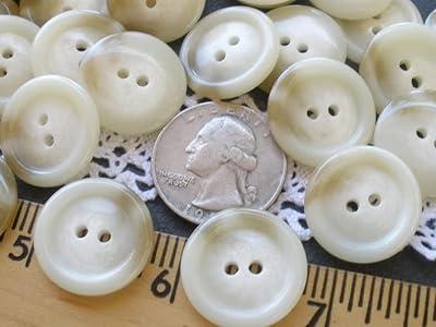 Best Deal for 18 Buttons eLAET Beige & White Horn Effect 2-Hole Buttons