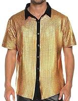 Algopix Similar Product 12 - Yimoon Mens 70S Disco Shirts Button