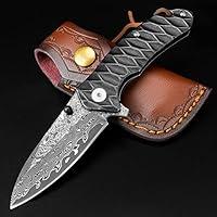 Algopix Similar Product 14 - AUBEY Damascus Pocket Knife for Men