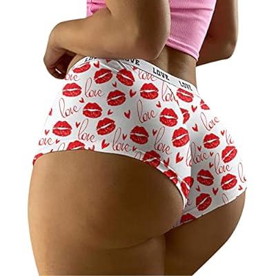 Best Deal for Women Sexy Lip Printed Mesh Stretch Briefs Panties
