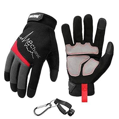 Best Deal for DULFINE Flex Grip Mechanic Work Gloves for Men,Black and