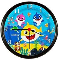 Algopix Similar Product 19 - Black Frame Baby Shark Wall Clock