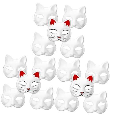 Best Deal for CHILDWEET 15 Pcs Cat Face Mask DIY Mask Therian Mask
