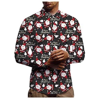 Best Deal for Christmas Button Down Shirts for Men Ugly Santa Claus +