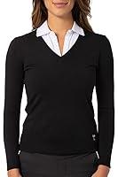 Algopix Similar Product 5 - GOLFTINI Black Stretch V-Neck Sweater