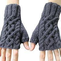 Algopix Similar Product 5 - Cable knit wool fingerless mittens
