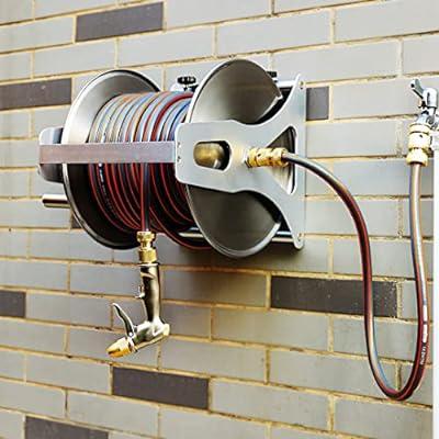 Best Deal for MYHFEQ Wall Mount Garden Hose Holder Reel,Outdoor Movable