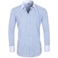 Algopix Similar Product 7 - Mens French Cuff Striped Dress Shirt