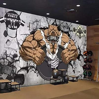 Best Deal for Fitness Doodle Muscle Bulldog Wallpaper Mural, 3D Wall