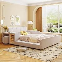 Algopix Similar Product 7 - Modern Velvet Upholstered Platform Bed