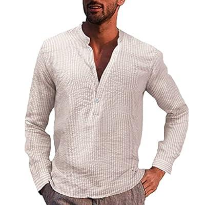 Best Deal for Men's Casual Henley Shirts Cotton Linen Casual