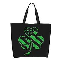 Algopix Similar Product 18 - ILEABEC Green Clover Flag Tote Bag for