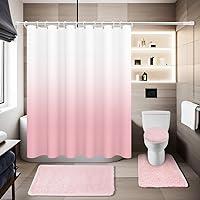 Algopix Similar Product 15 - Ombre Pink Shower Curtain Set 4 Piece