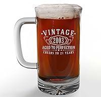 Algopix Similar Product 6 - Vintage Etched 16oz Glass Beer Mug