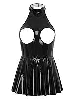Algopix Similar Product 1 - CHICTRY Womens Shiny Leather Slip Dress