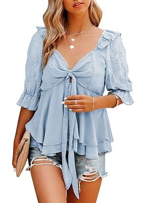 Best Deal for EVALESS Plus Size Tops for Women Spring Summer