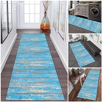 Best Deal for Vintage Blue Wooden Pattern Runner Rug for Hallway 2x6 ft