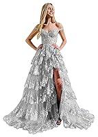 Algopix Similar Product 9 - Koendye Silver Tiered Prom Dresses Long