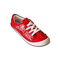 Algopix Similar Product 7 - Red Sequin Slip On Canvas Sneakers