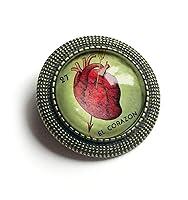 Algopix Similar Product 20 - El Corazon Heart Glass And Brass Brooch