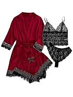 Algopix Similar Product 12 - SOLY HUX Womens Satin Pajama Set 4pcs