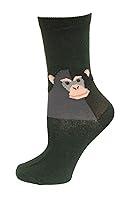 Algopix Similar Product 20 - HOTSOX Kids Monkey Socks 1 Pair Olive