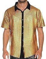 Algopix Similar Product 5 - Yimoon Mens 70S Disco Shirts Button