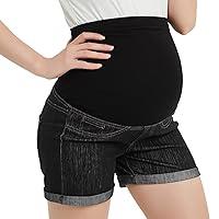 Algopix Similar Product 12 - GINKANA Maternity Denim Shorts Cotton