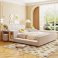 Algopix Similar Product 11 - Modern Velvet Upholstered Platform Bed