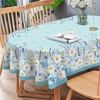 Algopix Similar Product 13 - Virtumob Oval Blue Daisy Tablecloth