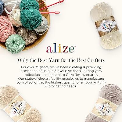 Alize Diva Silk Yarn Microfiber Acrylic Sport Weight Yarn Lightweight & Soft Yarn for Crocheting & Knitting Scarves, Clothes & Crafts 1 Skein 100g
